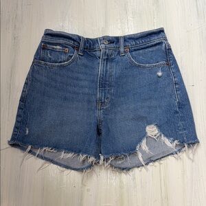 Abercrombie & Fitch Distressed Blue Jean 4" High Rise Mom Short Sz 26/2